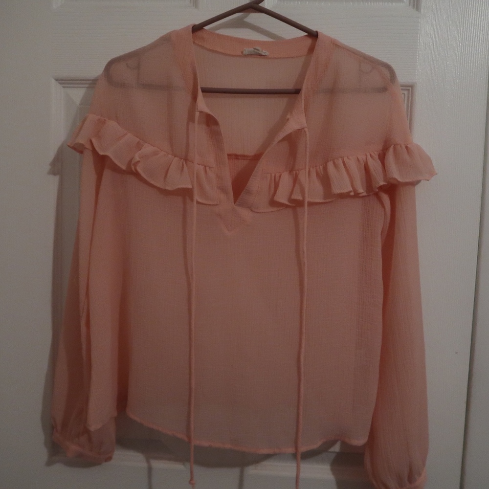 Pink Ruffle Tie Top